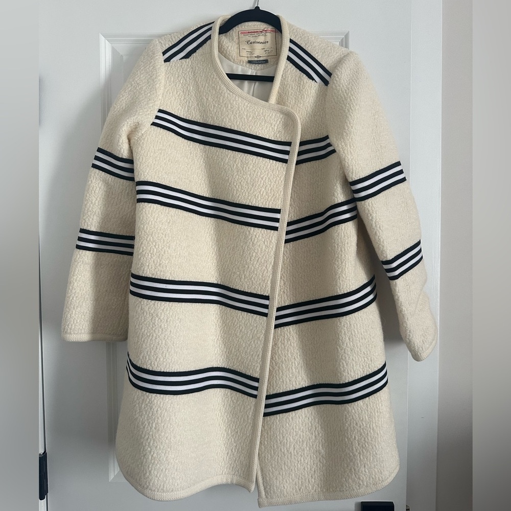 Cartonnier Cream and Black Striped Coat